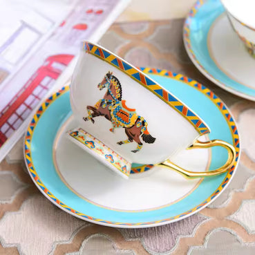 royal ceramic horse cup handmade by lux dishes