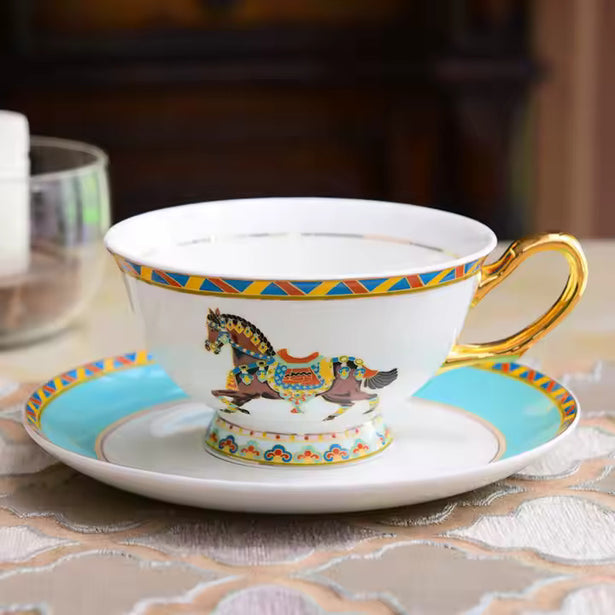 royal ceramic horse cup handmade by lux dishes