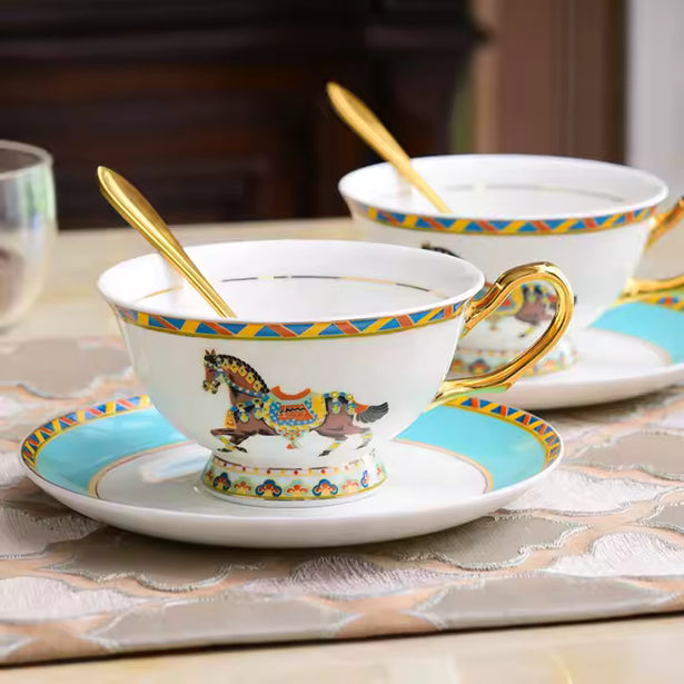 royal ceramic horse cup handmade by lux dishes
