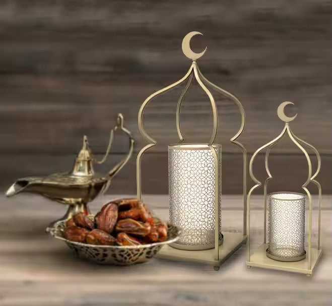 amadan Iron Lantern Masjid Shape Set of 3