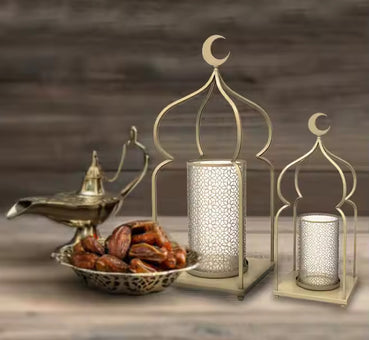 amadan Iron Lantern Masjid Shape Set of 3 Candle Holder Hand-made by lux dishes