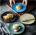 Japanese style ceramic oak shallow plate