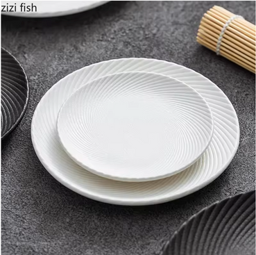 white toothed ceramic shallow plates set