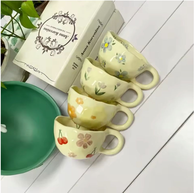Handmade  Floral Mugs